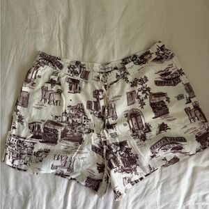 NWT Abercrombie & Fitch Cream and Brown Printed Women Shorts
